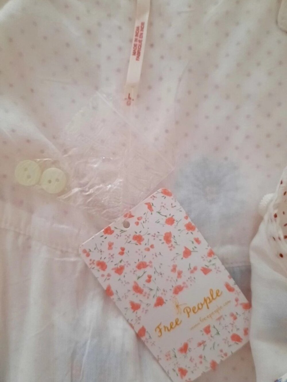 Free People Daisy Chain Cotton Midi Dress Embroidered Ecru Combo Size L NWT - Picture 7 of 13